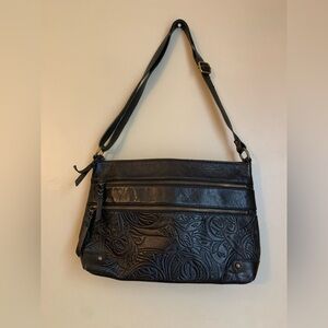 The sak collective embossed leather crossbody bag black